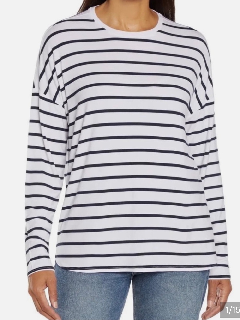 Gap Classic White and Black Striped Long-Sleeve Tee Size XL